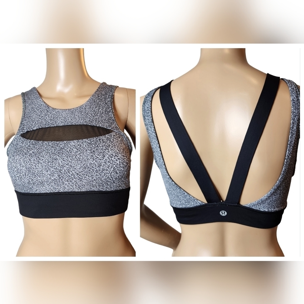 Lululemon Run The Day BraFractal Dark Starlight Black / Black. Size 4.‎